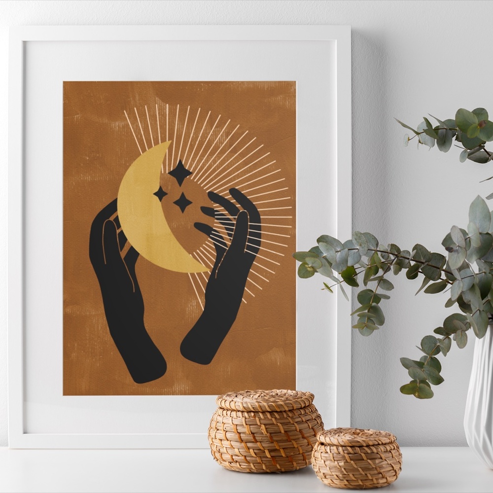 Wall Art Bohemian Celestial Hands Print Poster Illustration Unframed - Picture 3 of 17